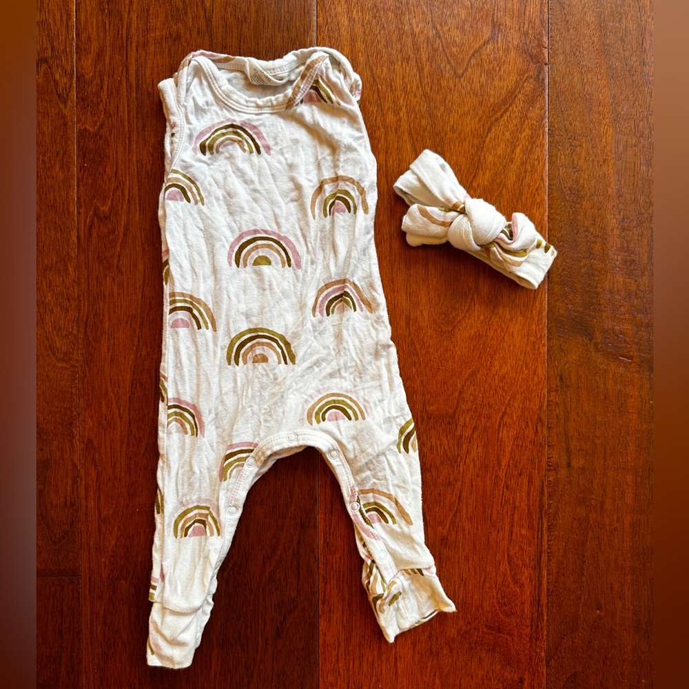 Spearmint Baby romper and headband